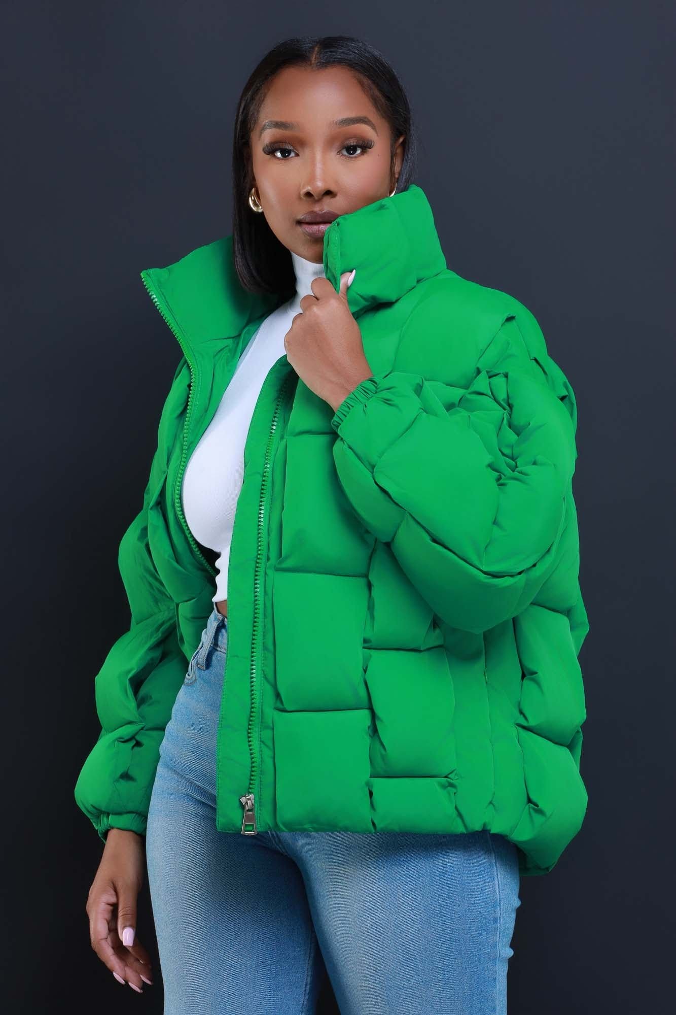 Image of Go Dutch Oversized Puffer Jacket - Green