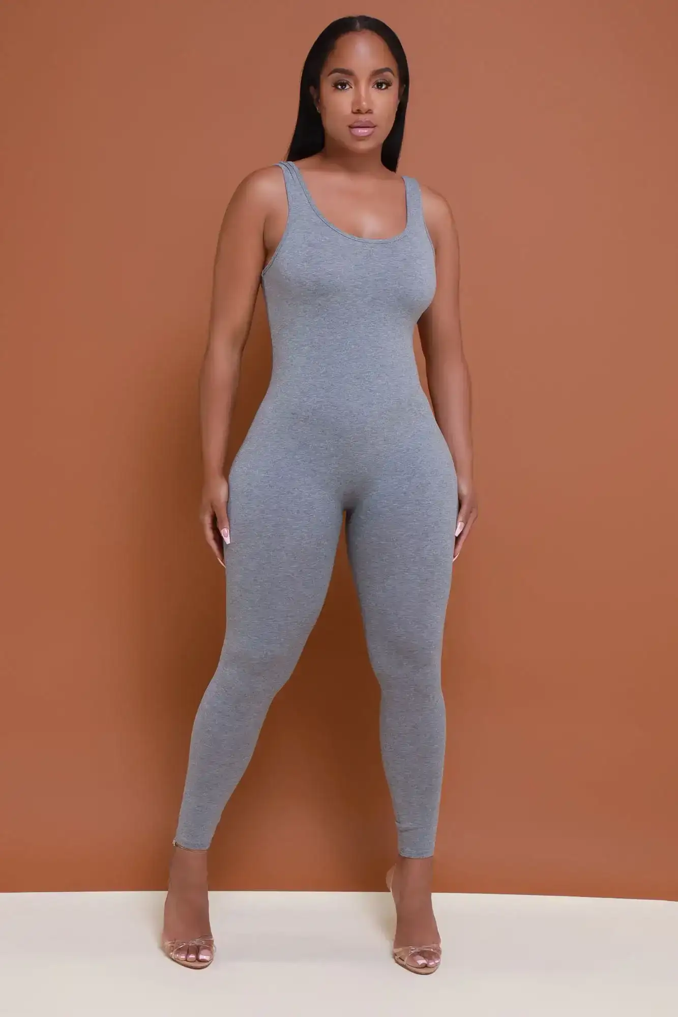 Image of Hit The Spot Sleeveless Jumpsuit - Grey