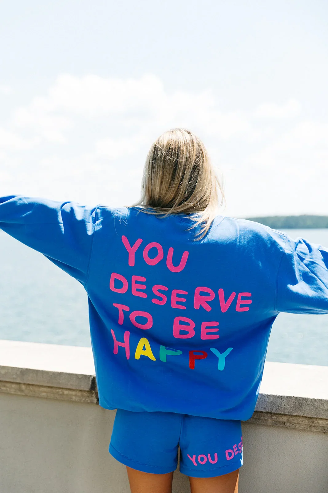 You Deserve To Be Happy Crewneck - Royal Blue