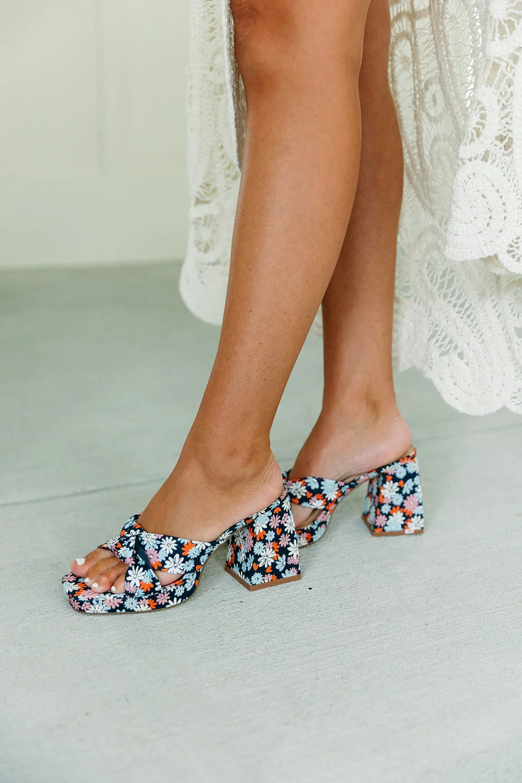 Esme Platform Heel - Navy/Floral