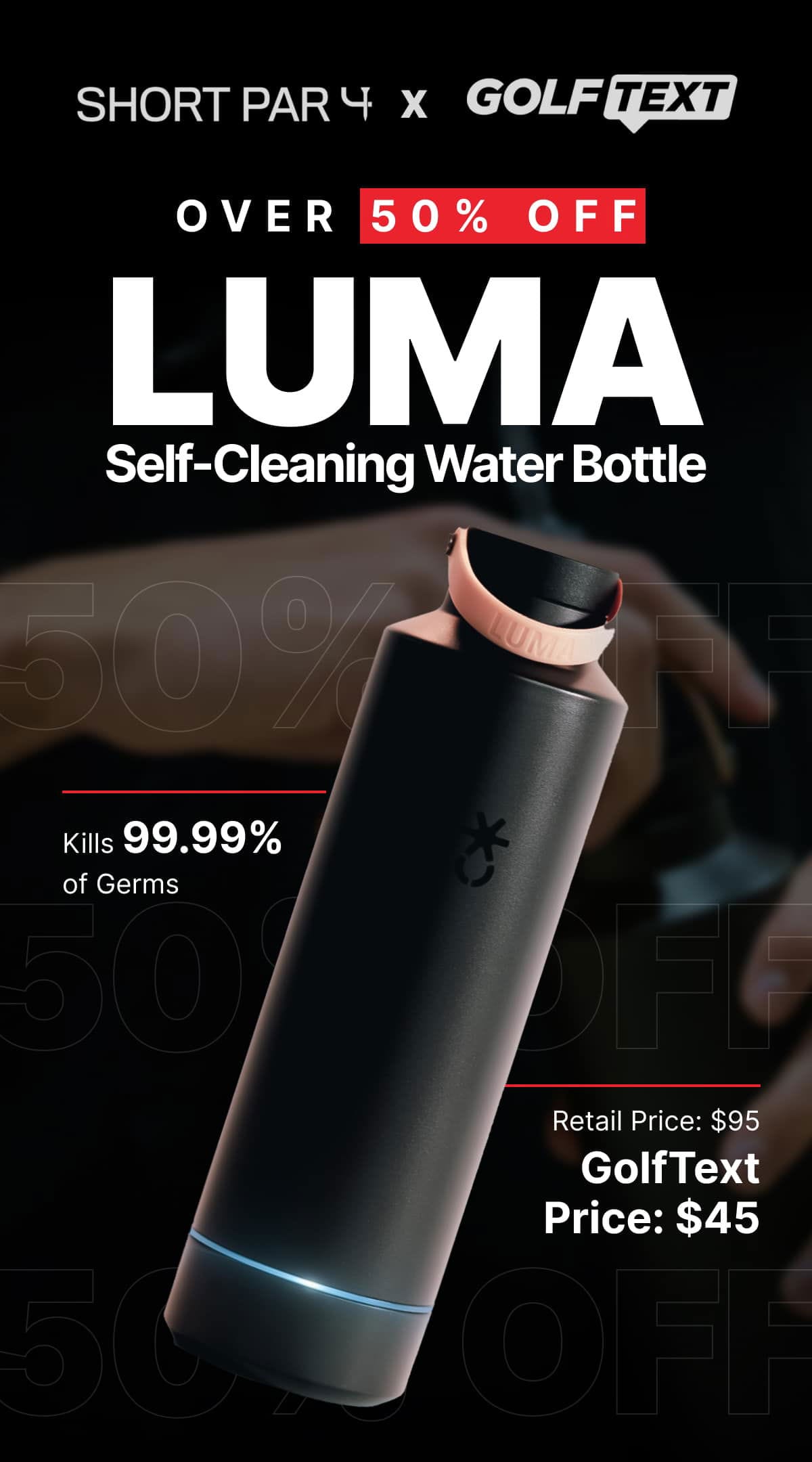 SHORT PAR 4 X GOLFTEXT Over 50% OFF Luma Self-Cleaning Water Bottle