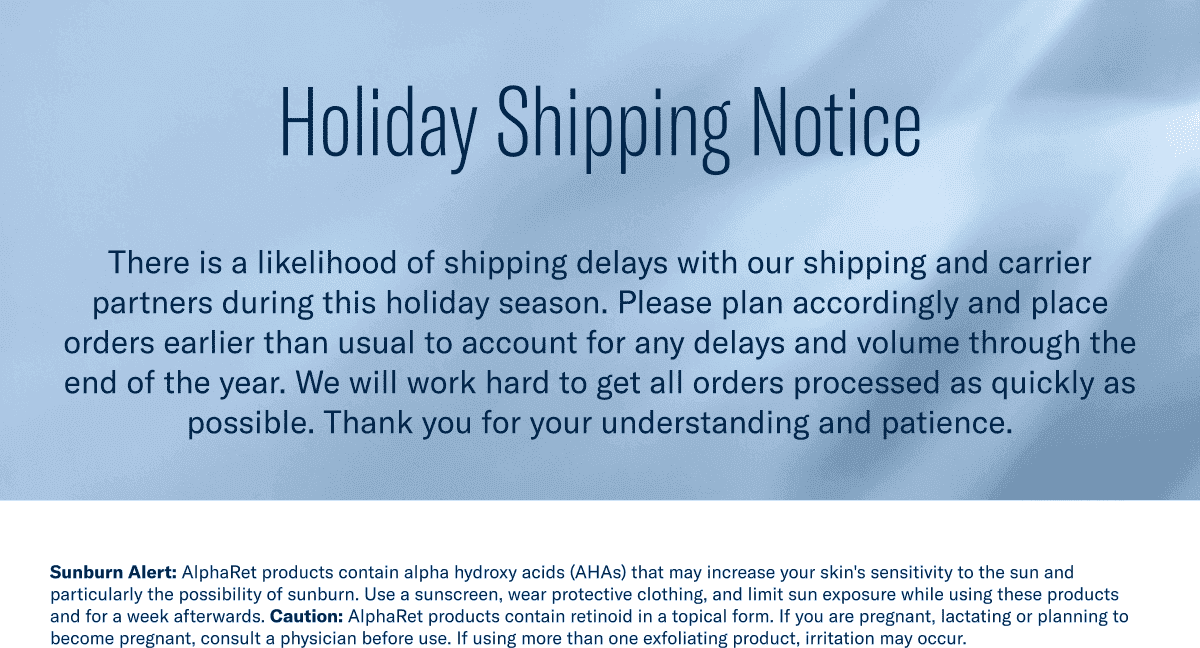 Holiday Shipping Notice