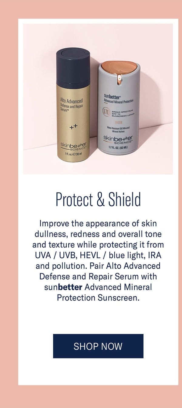 Pair Alto Advanced Defense and Repair Serum with sunbetter Advanced Mineral Protection Sunscreen