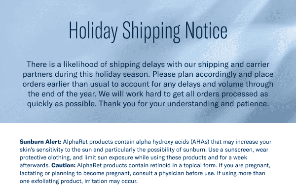 Holiday Shipping Notice