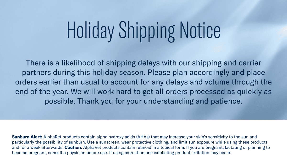 Holiday Shipping Notice