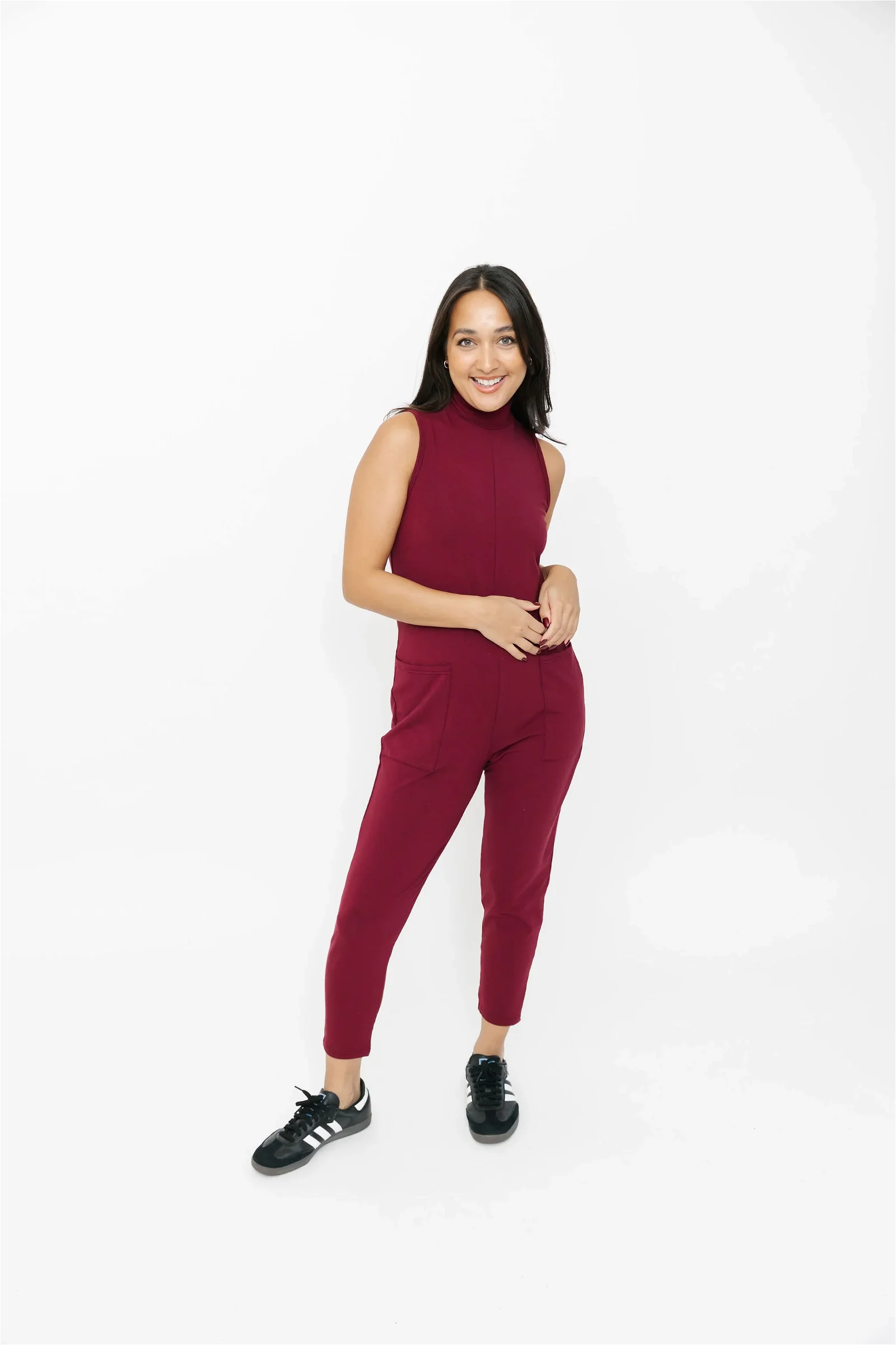 Image of Jackie Romper in Bold Burgundy