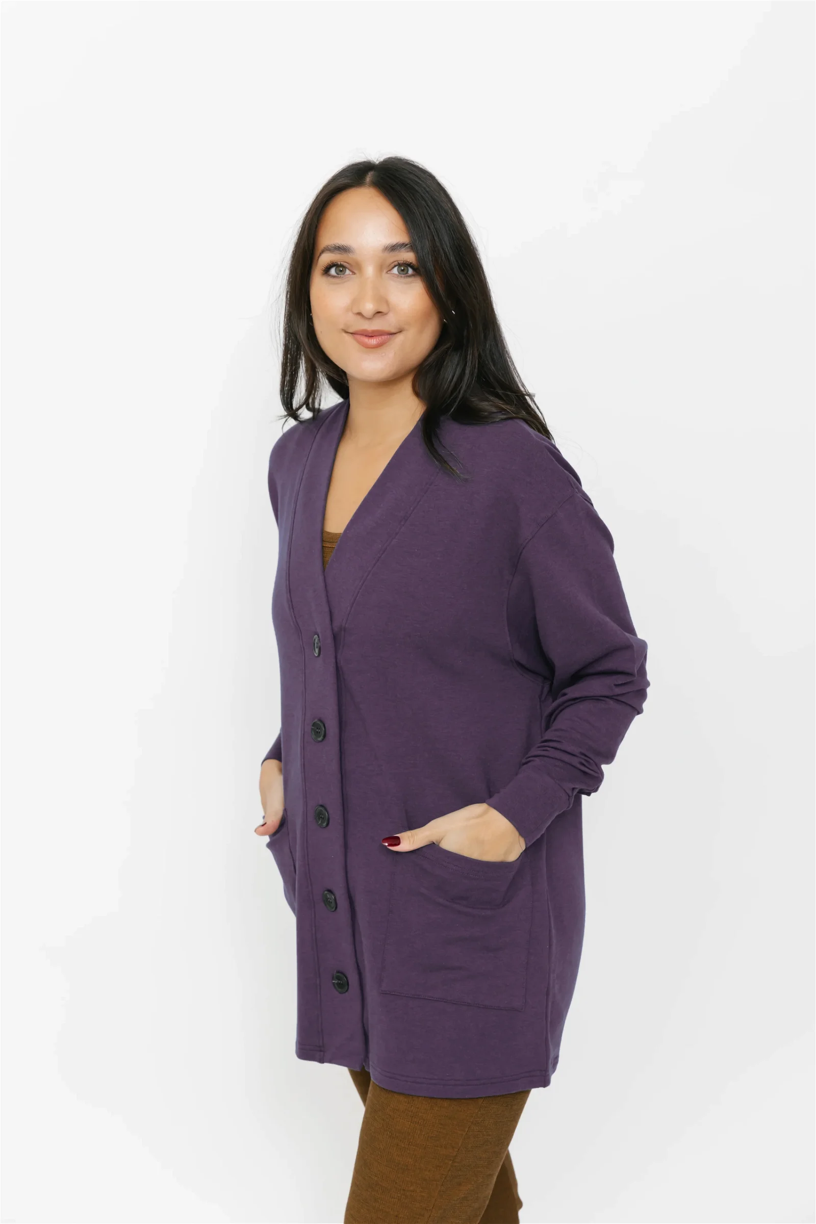 Image of Elevate Everywear Cardi in Deep Plum