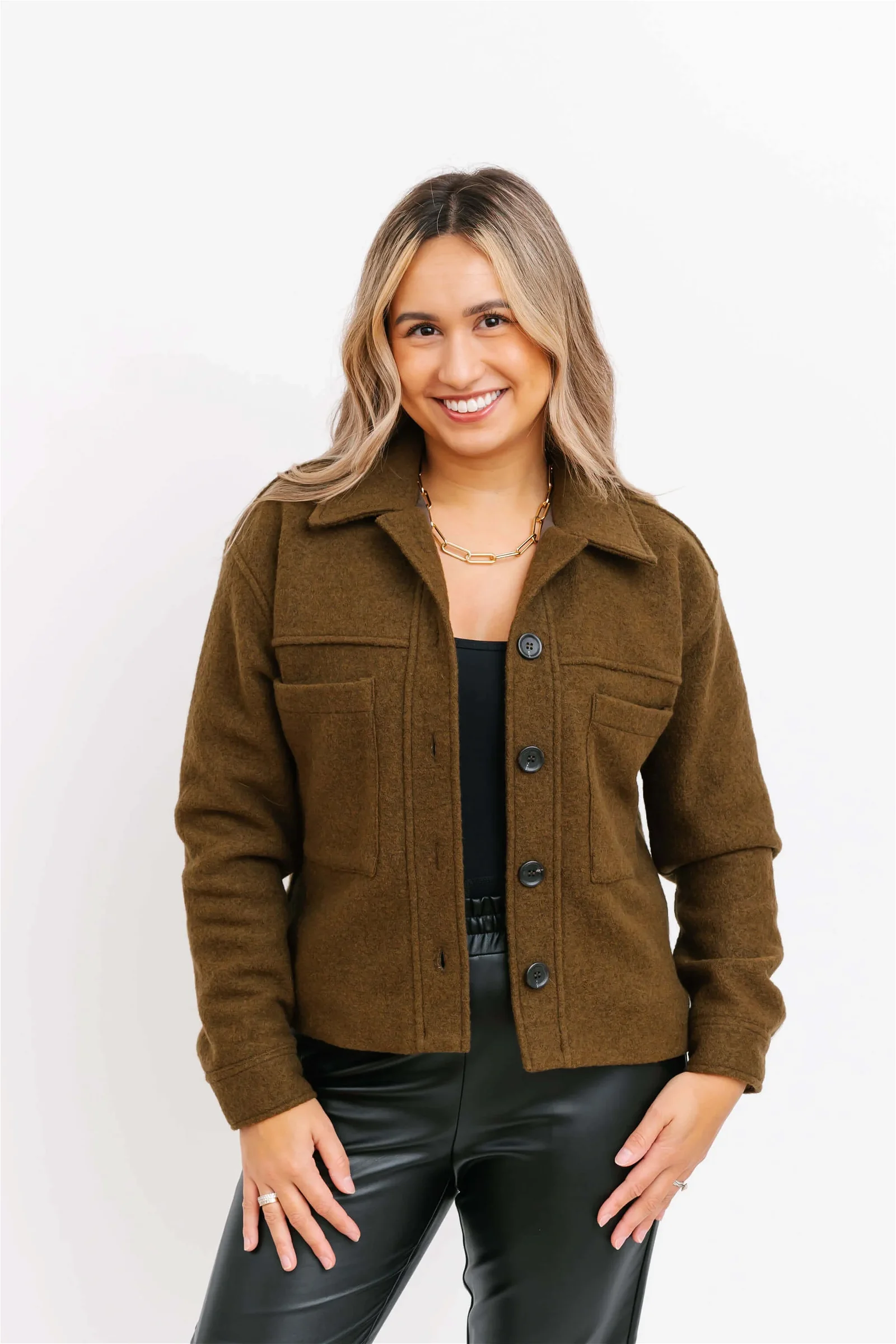 Image of Emory Cropped Jacket in Juniper Green