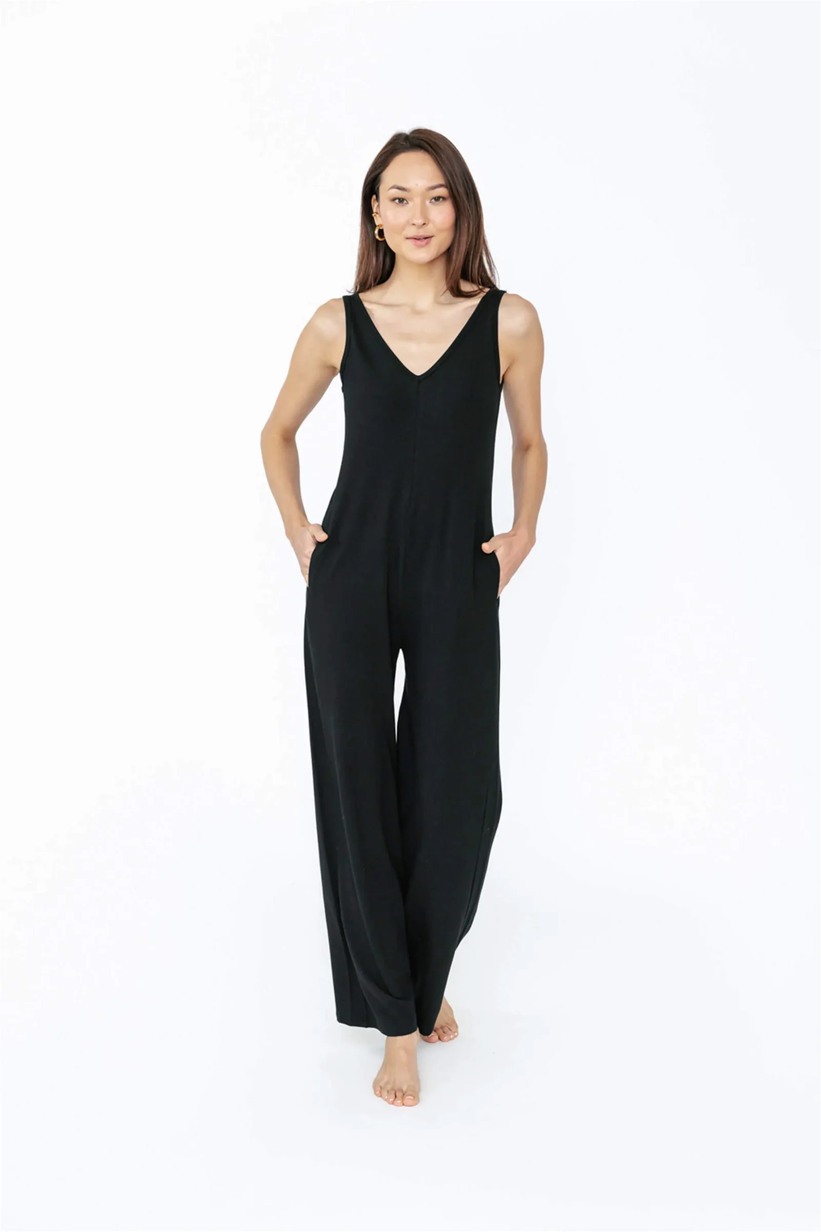 Image of Tuesday Wide Leg Romper II in Midnight Black