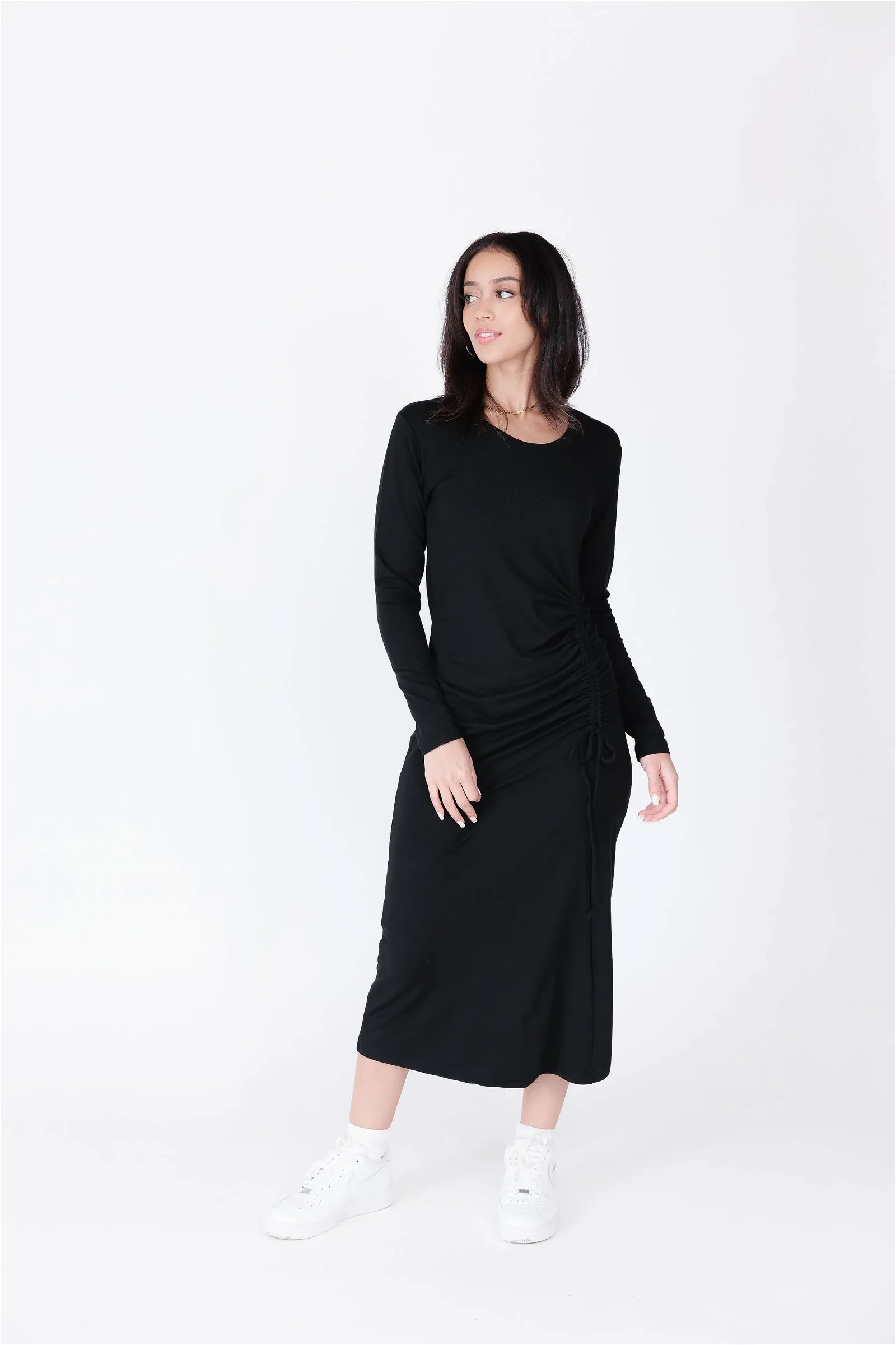 Image of Aubrey Midi Dress in Midnight Black