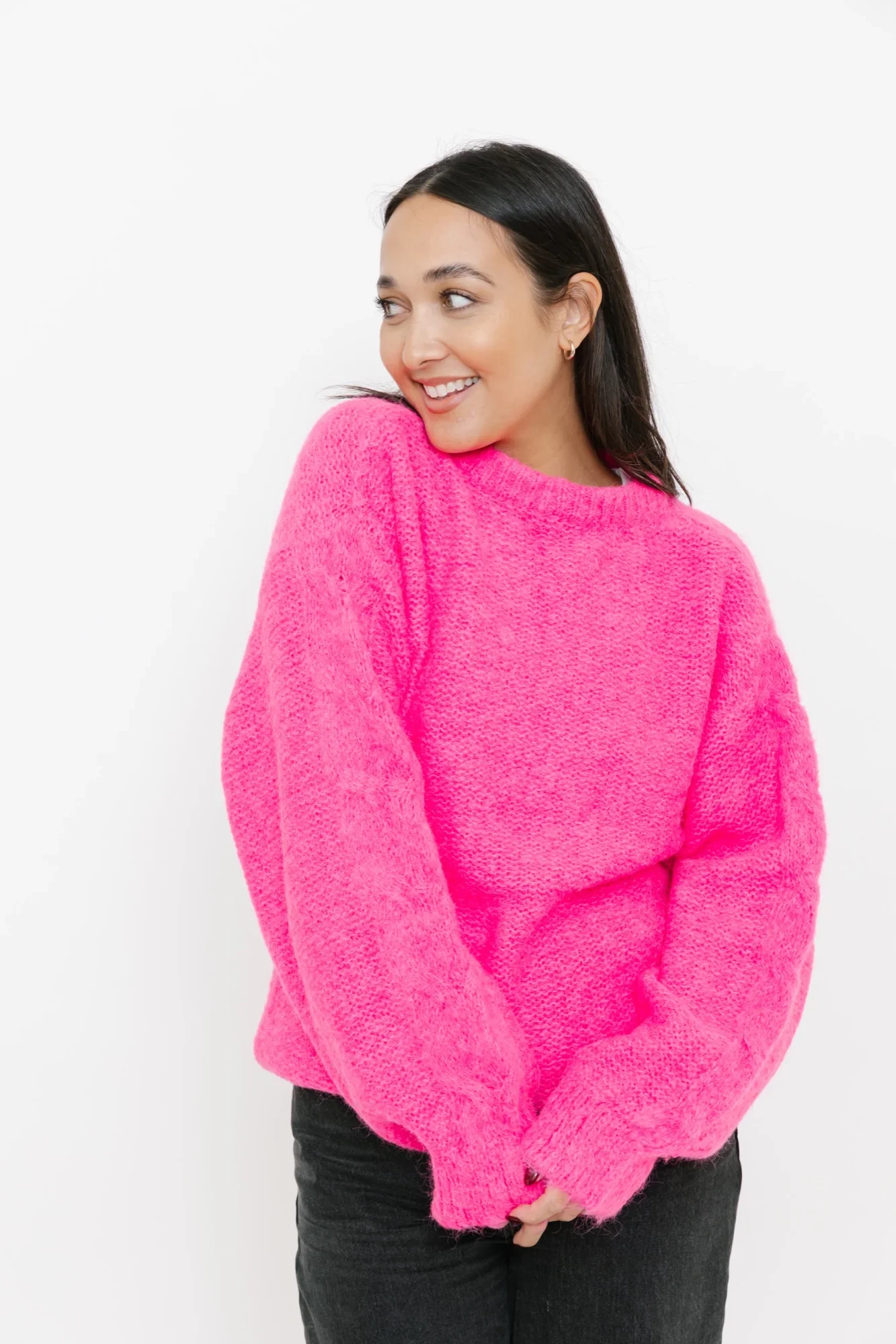 Image of Stella Long Sweater in Hot Fuchsia