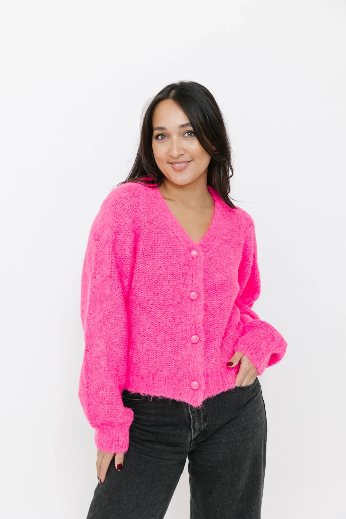 Image of Stella Cardigan in Hot Fuchsia