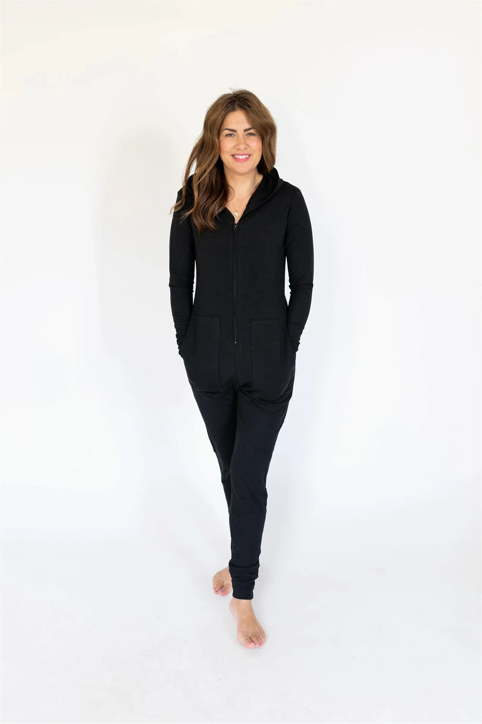 Image of Jilly Jogger Romper in Midnight Black