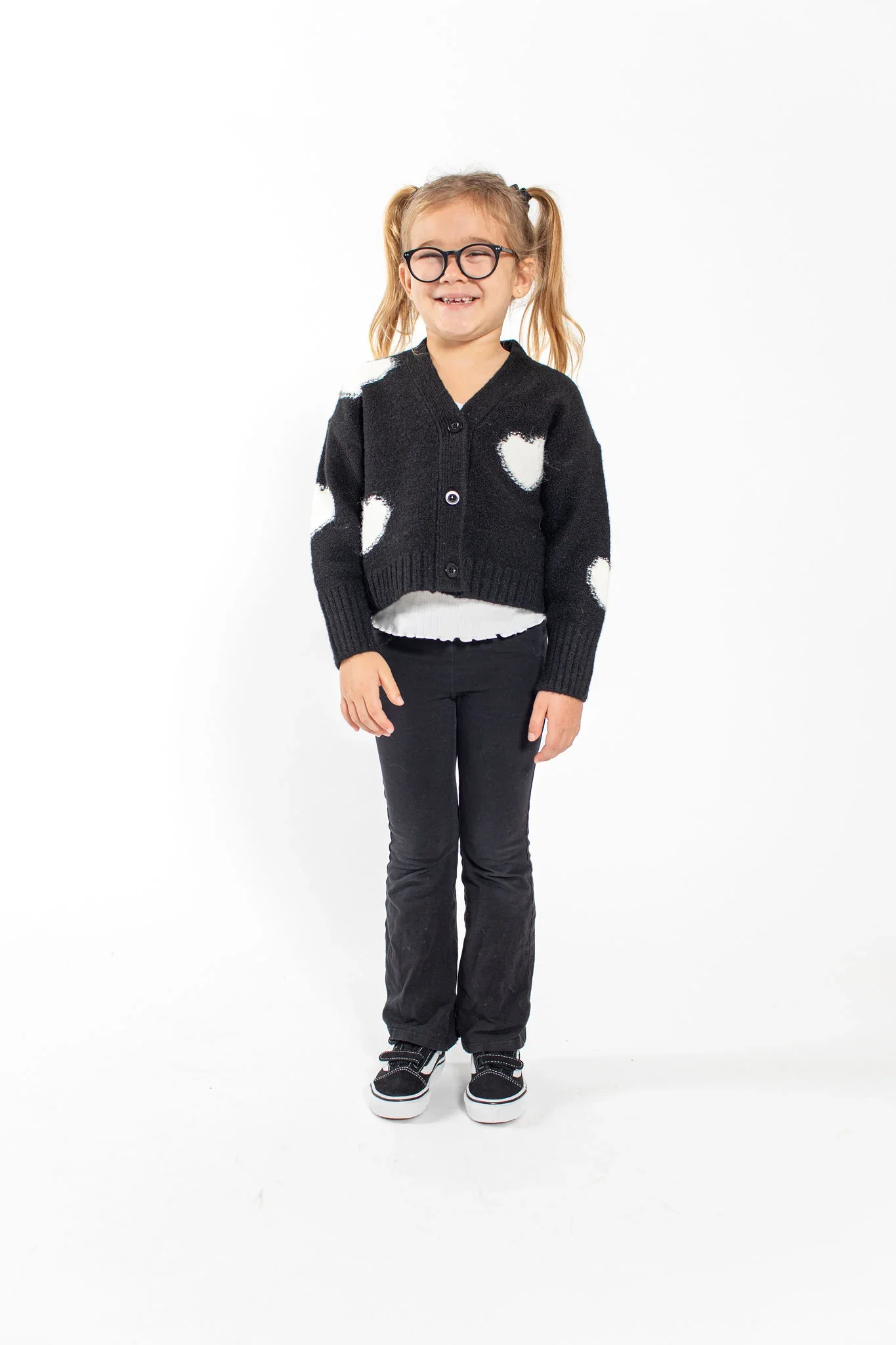 Image of Kids Eloise Heart Cardigan in Black Combo