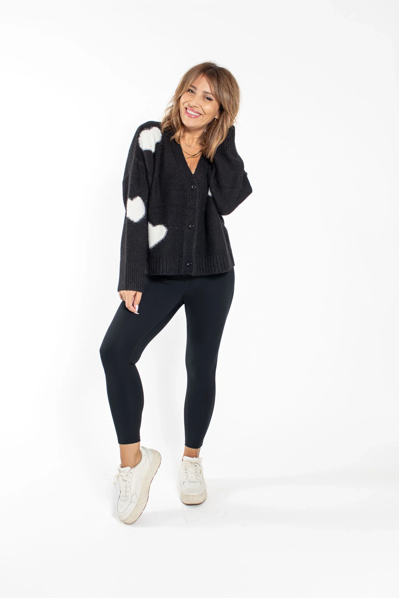 Image of Eloise Heart Cardigan in Black Combo