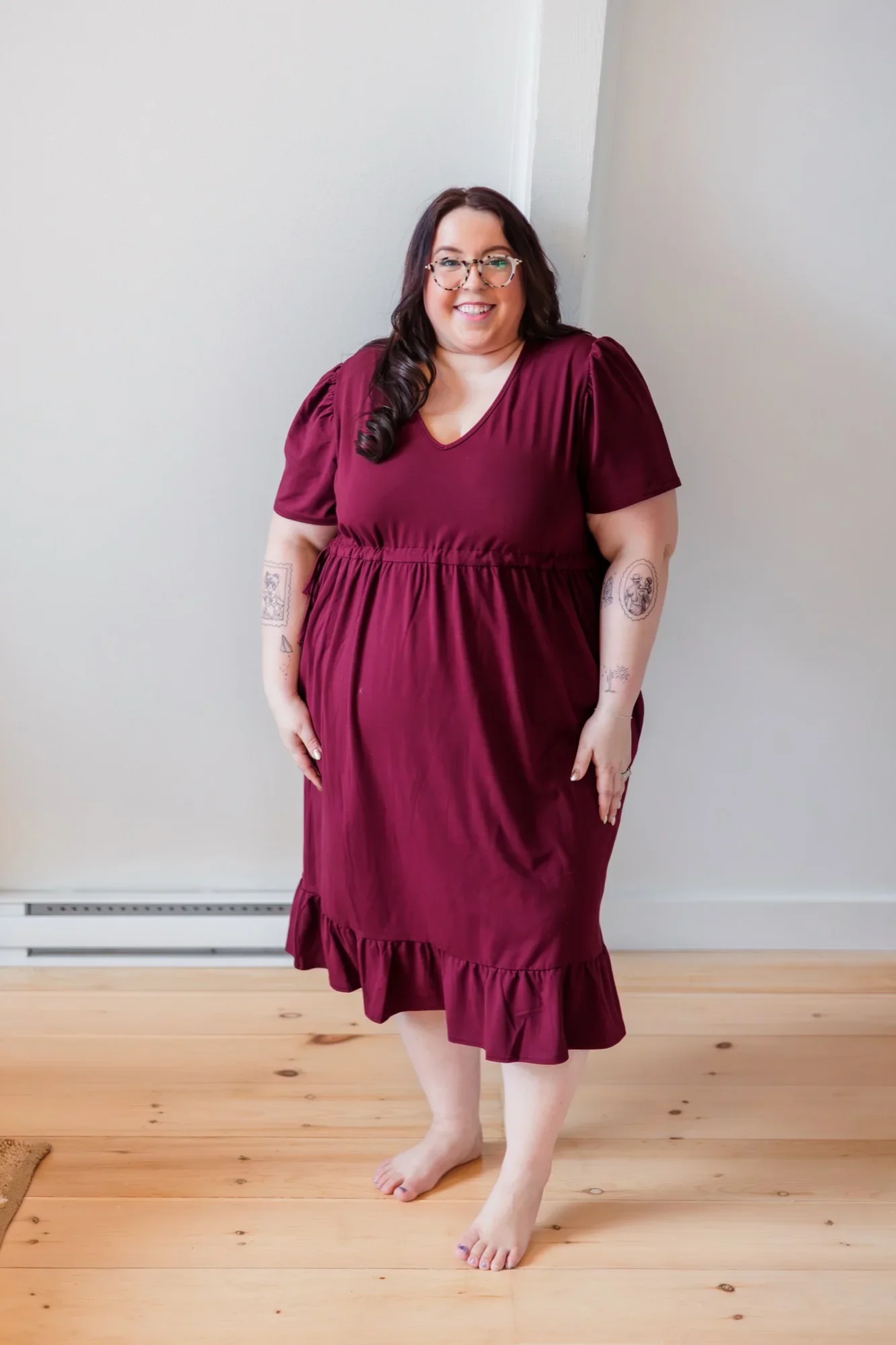 Image of Alicia Midi Dress in Bold Burgundy