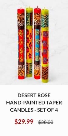 Desert Rose Hand-Painted Taper Candles - Set of 4 NOW \\$29.99 WAS \\$38.00 - SHOP NOW