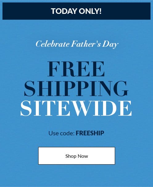 TODAY ONLY! Celebrate Father's Day - Free Shipping Sitewide - Use code: FREESHIP - SHOP NOW