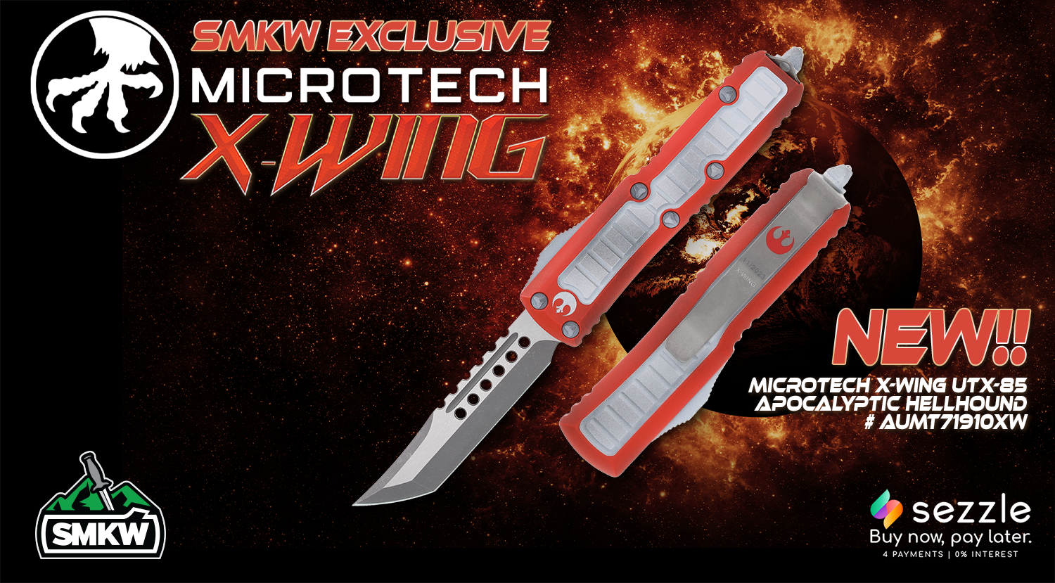 Microtech UTX-85 Out-the-Front Automatic Knife (SMKW Exclusive X-Wing | Apocalyptic Hellhound)