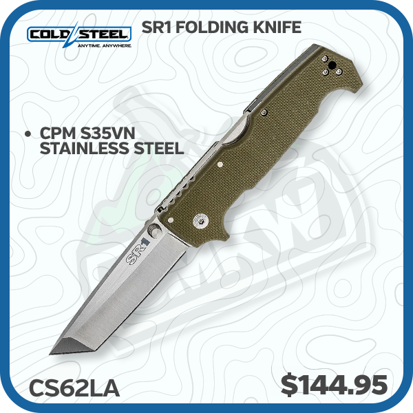 Cold Steel SR1 Folding Knife S35VN Tanto Blade OD Green G-10 Handle