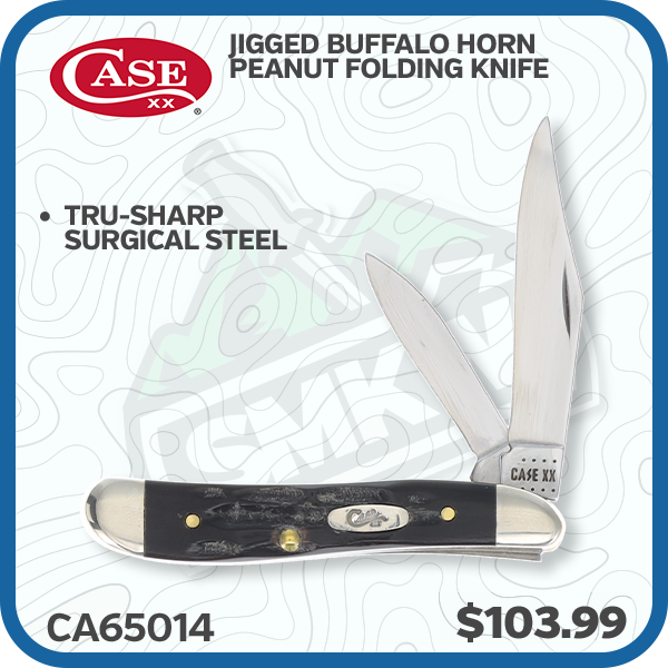 Case Jigged Buffalo Horn Peanut Folding Knife