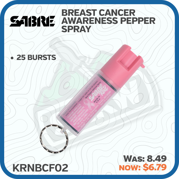 Sabre Breast Cancer Pepper Spray Keyring