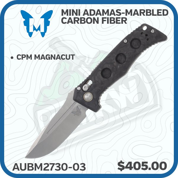 Benchmade Mini Adamas Out-The-Side Automatic Knife (Magnacut | Marbled Carbon Fiber)