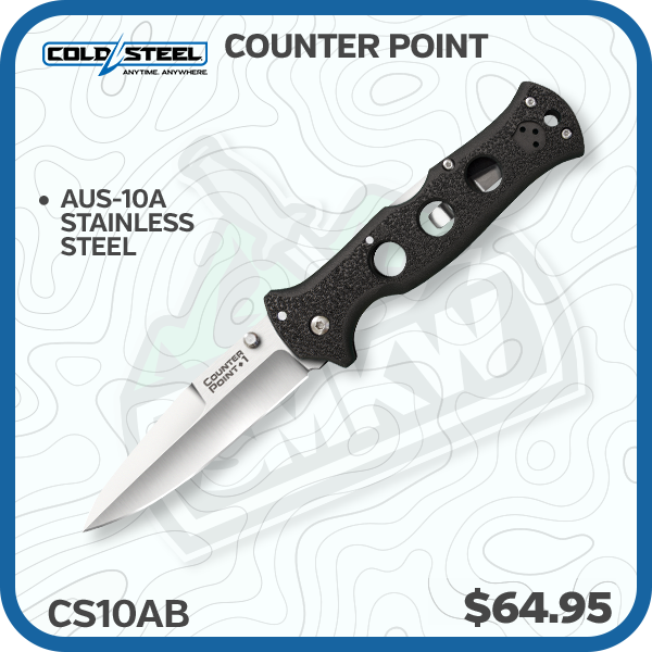 Cold Steel Counter Point Folding Knife 4in Plain Satin Spear Point