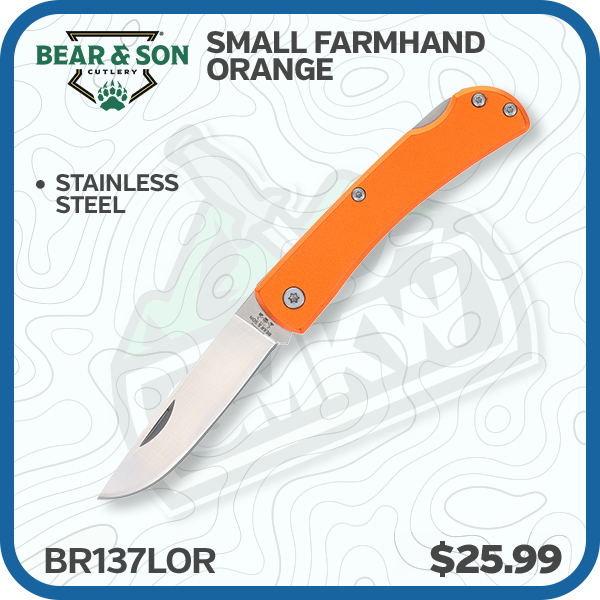 Bear & Son Small Farmhand Folding Knife Orange