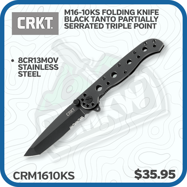 CRKT M16-10KS Folding knife Black Tanto Partially Serrated Triple Point