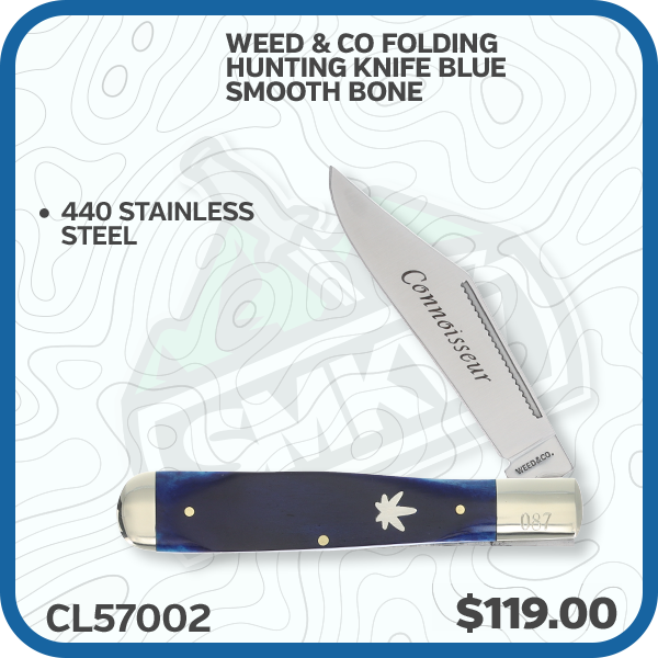 Weed & Co Folding Hunting Knife Blue Smooth Bone