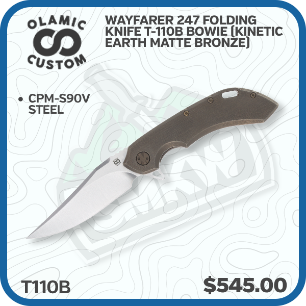 Olamic Wayfarer 247 Folding Knife T-110B Bowie (Kinetic Earth Matte Bronze)
