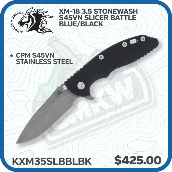 Hinderer XM-18 3.5 Stonewash S45VN Slicer Battle Blue/Black