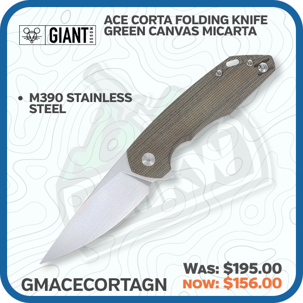 GiantMouse ACE Corta Folding Knife Green Canvas Micarta