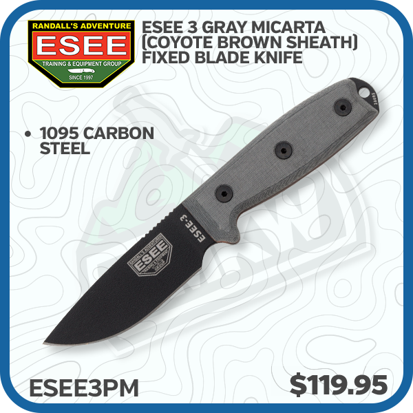 ESEE 3 Gray Micarta (Coyote Brown Sheath) Fixed Blade Knife