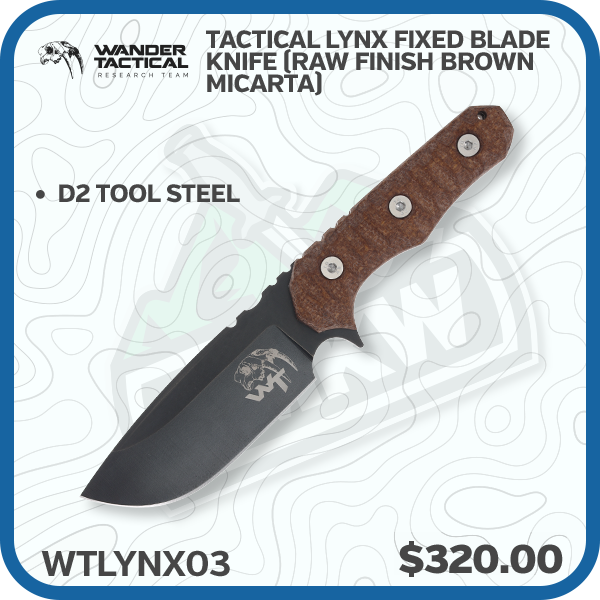 Wander Tactical Lynx Fixed Blade Knife (Raw Finish Brown Micarta)