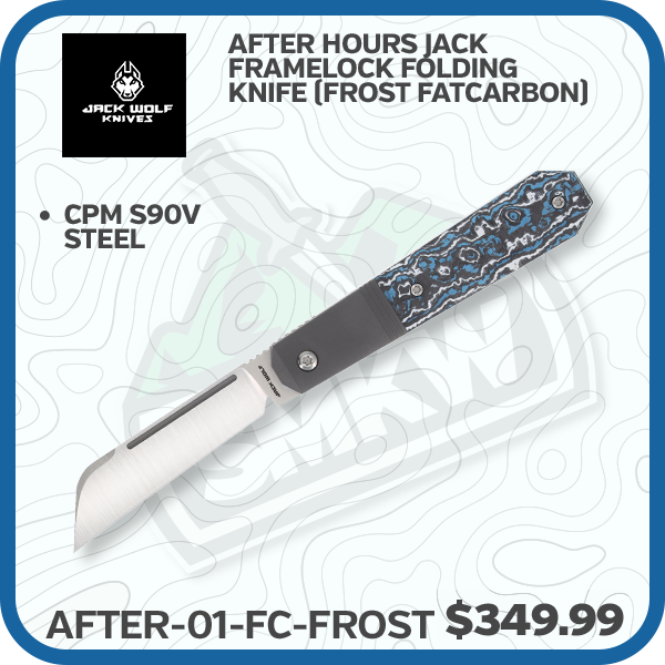 Jack Wolf Knives After Hours Jack Framelock Folding Knife (Frost FatCarbon)