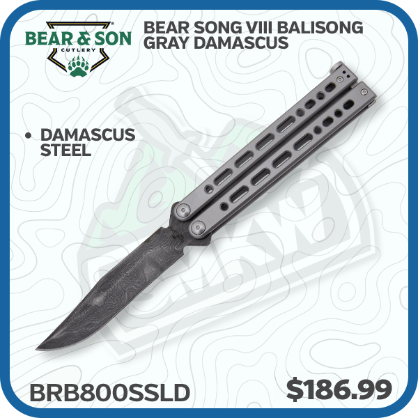 Bear & Son Bear Song VIII Balisong Gray Damascus