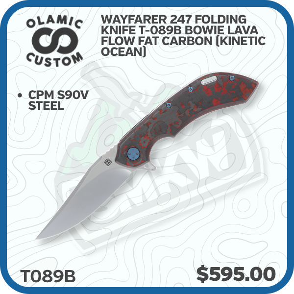 Olamic Wayfarer 247 Folding Knife T-089B Bowie Lava Flow Fat Carbon (Kinetic Ocean)