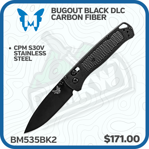 Benchmade 535BK2 Bugout Folding Knife Black DLC Carbon Fiber