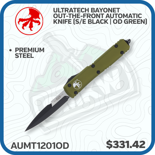 Microtech Ultratech Bayonet Out-The-Front Automatic Knife (S/E Black | OD Green)