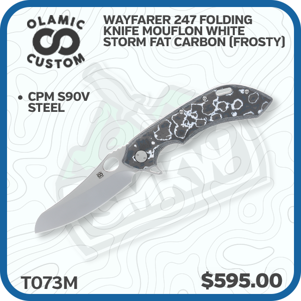 Olamic Wayfarer 247 Folding Knife Mouflon White Storm Fat Carbon (Frosty)