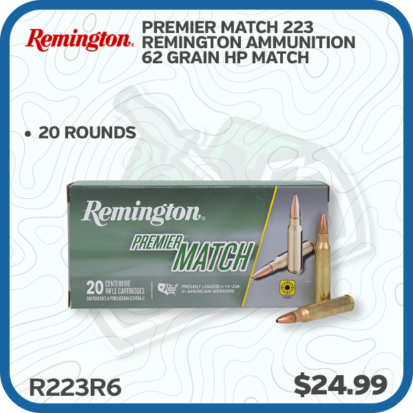 Remington Premier Match 223 Remington Ammunition 62 Grain HP Match 20 Rounds