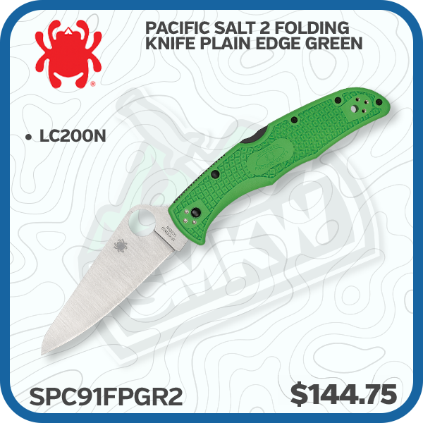 Spyderco Pacific Salt 2 Folding Knife Plain Edge Green