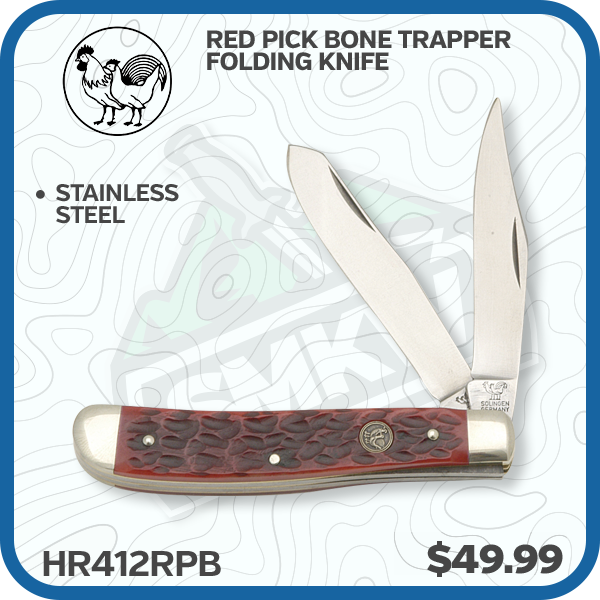 Hen & Rooster Red Pick Bone Trapper Folding Knife