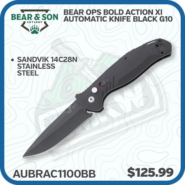 Bear & Son Bear Ops Bold Action XI Automatic Knife Black G10