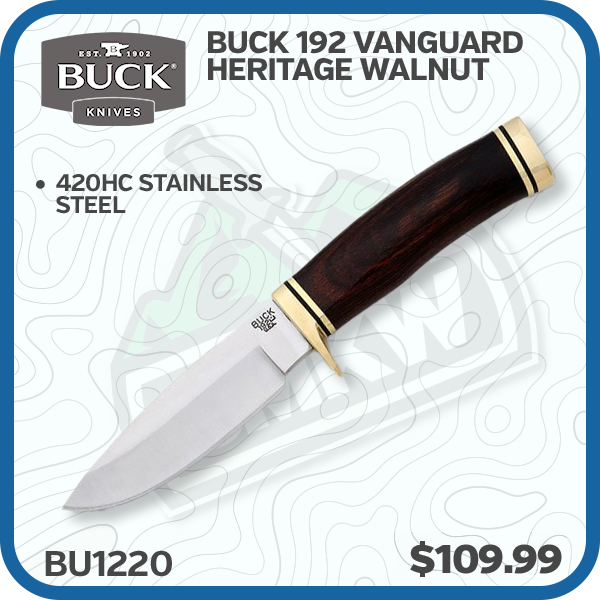 Buck 192 Vanguard Heritage Walnut 4.25in Drop Point Fixed Blade Knife