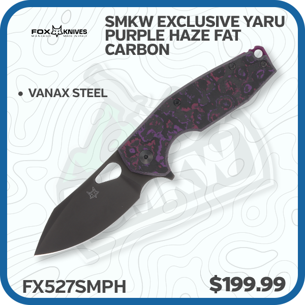 Fox Knives Yaru Folding Knife (Vanax Purple Haze FatCarbon SMKW Exclusive)