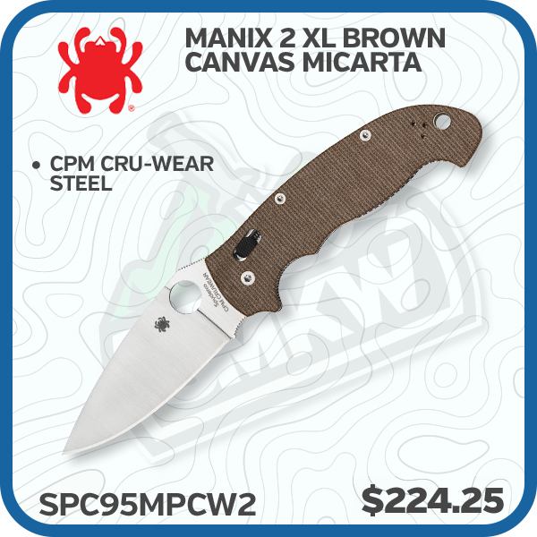 Spyderco Manix 2 XL Ball Bearing Folding Knife (CPM CRU-WEAR Brown Canvas Micarta)