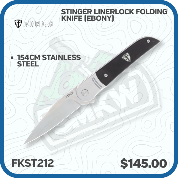 Finch Knife Co. Stinger Linerlock Folding Knife (Ebony)